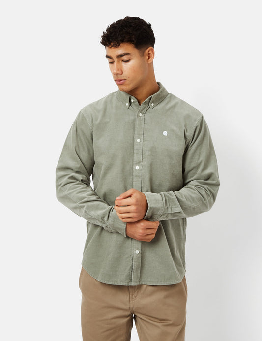 Madison Shirt (Fine Cord) - Yucca Green/White