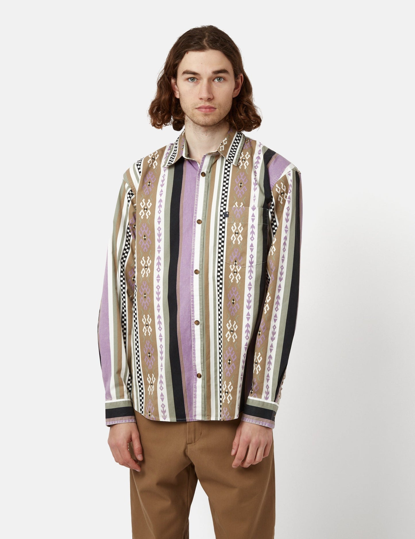 Coba Stripe Shirt (Loose) - Violanda Purple/Soot Grey